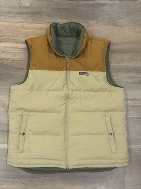 Patagonia Bivy Down Reversible Vest Mojave Khaki Mens XL 600-Fill Recycled Down